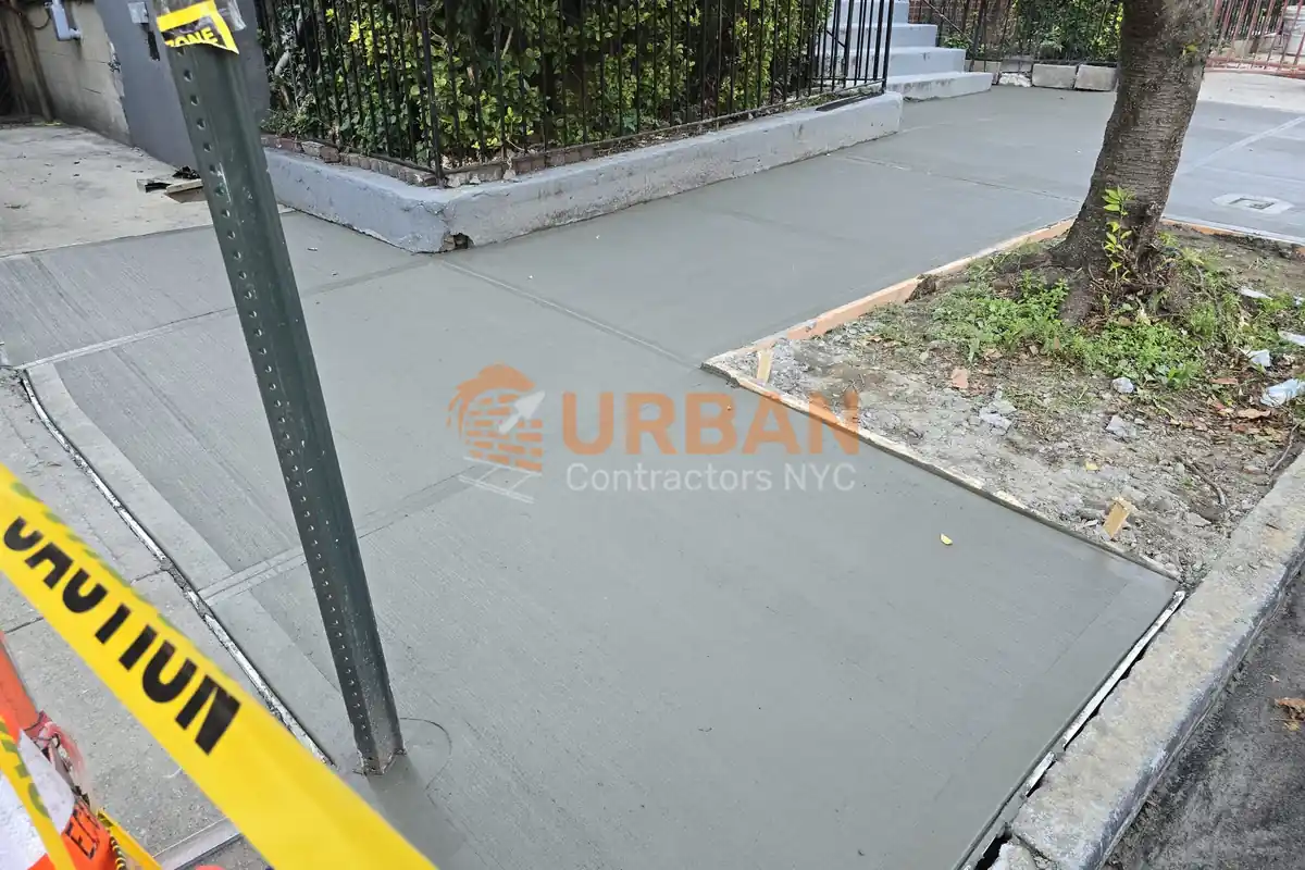 New Sidewalk Concrete Beside a Tree Pit in the Bronx
